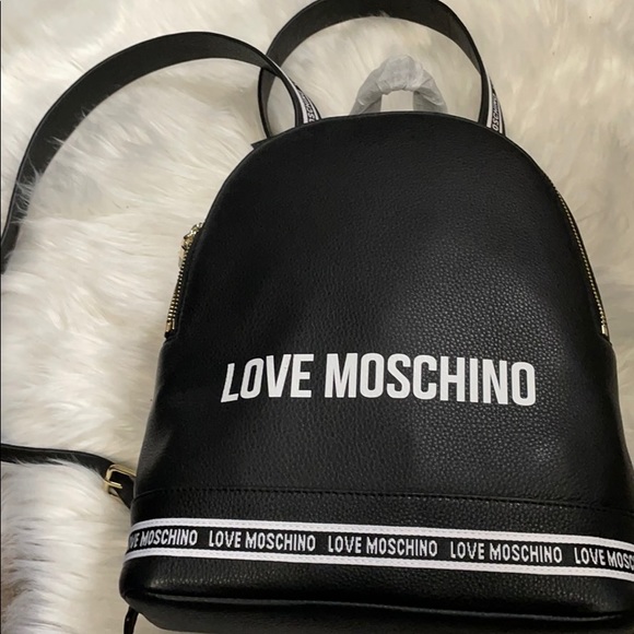 LOVE MOSCHINO PEBBLE LEATHER LOGO BACKPACK BLACK main image 8